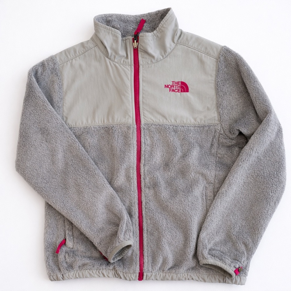 The North Face Gray Fleece with Pink Trim girls 14-16